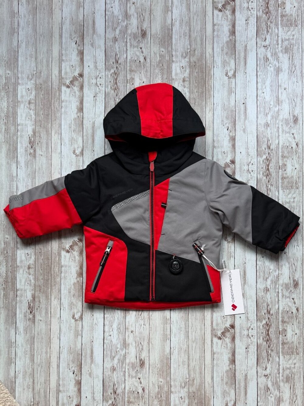 Obermeyer Orb Jacket Toddler Boys sz 2 Red Gray Black Compass Warm Waterproof